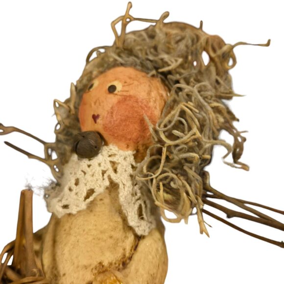 Vintage Angel Figurine 8 Inch Tall Paper Mache Twig Star Prim Home Decor - Picture 10 of 16